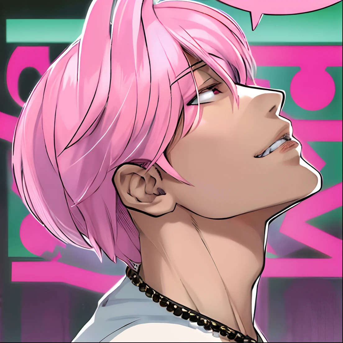 a close up of a person with a pink hair and a white shirt, delicate androgynous prince, handsome guy in demon slayer art, beautiful androgynous prince, manhwa, with pink hair, manga style of kentaro miura, pink iconic character, male anime character, haruno sakura, kentaro miura manga art style, kentaro miura manga style