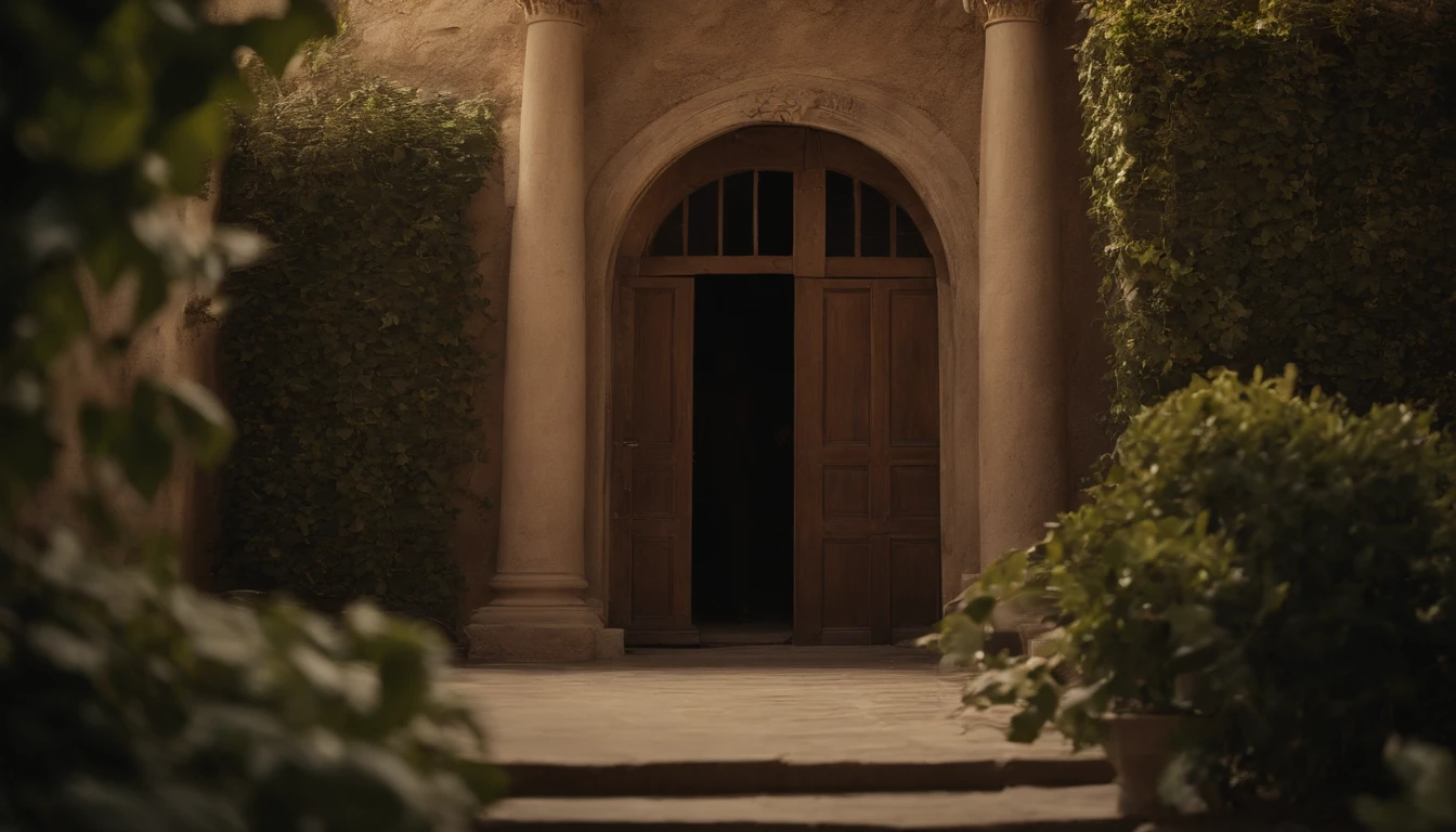 Jonas, Character in the Old Testament of the Bible, em sua cabana, In the city of Nineveh. He's at the door and underneath an ivy that shadows him