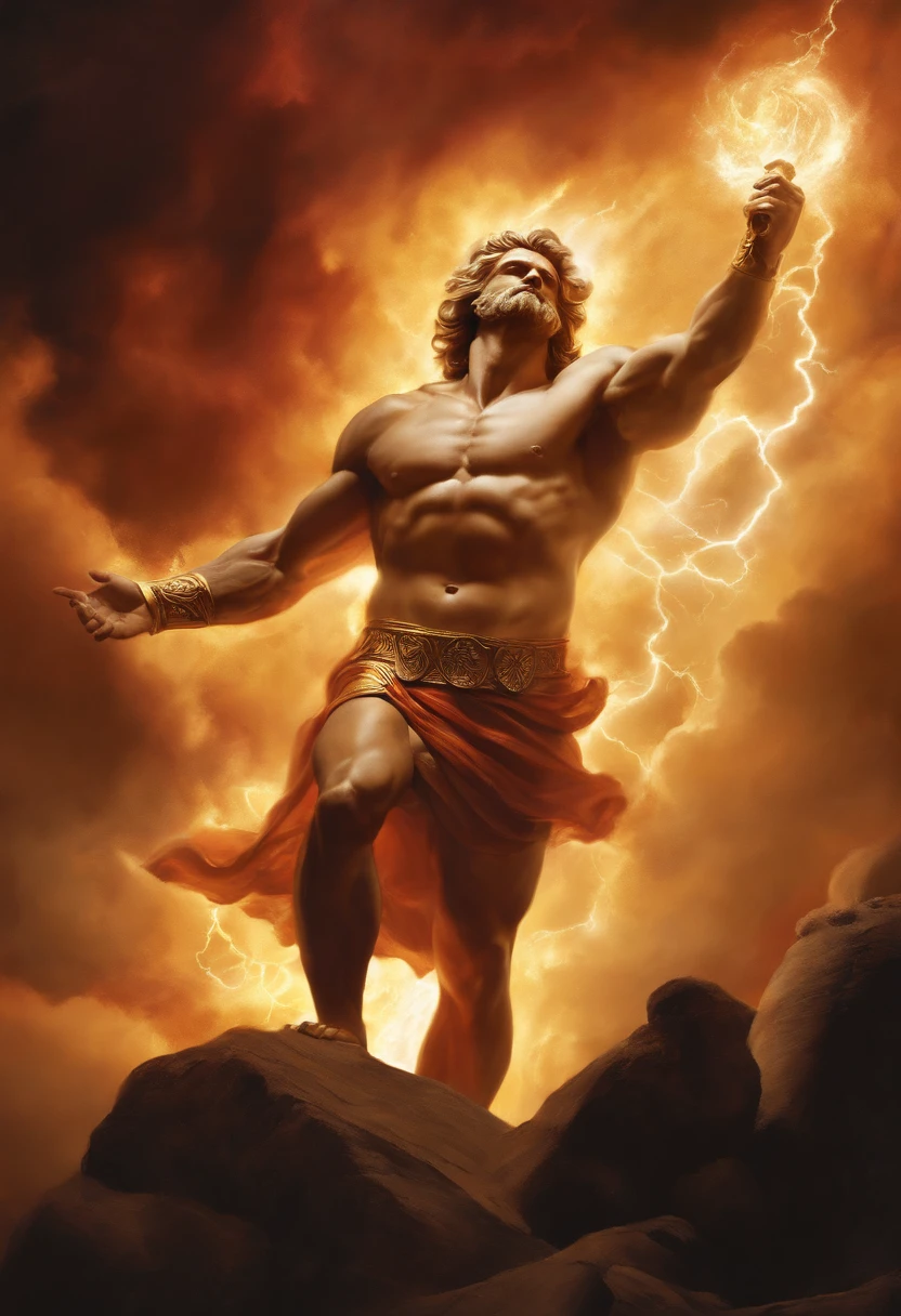 Create a painting of Zeus showing his power