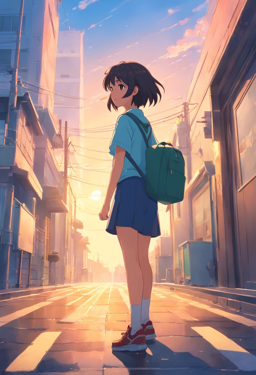 Shinkai Makoto style、ember、School run、High school students