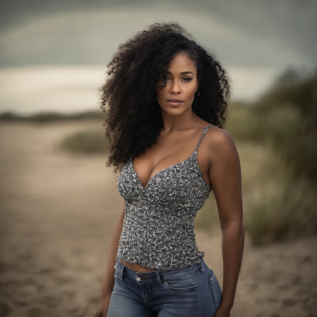 A beautiful and amazing black Brazilian woman，Portrait of the upper body，Kostenlose Locken, schwarzes lockiges Haar, (dunkles, Shorter, lockiges Haar), Wildes schwarzes langes lockiges Haar, Multiversales Haar, Brasilianisch, Kurzes schwarzes lockiges Haar, Lockiges schwarzes Haar, Locken, welliges Haar ausgebreitet, Barocke Locken, Locken, Lockig, Helles, lockiges Haar, Haarstruktur, lockiger Pony full body pic sexy bikini
