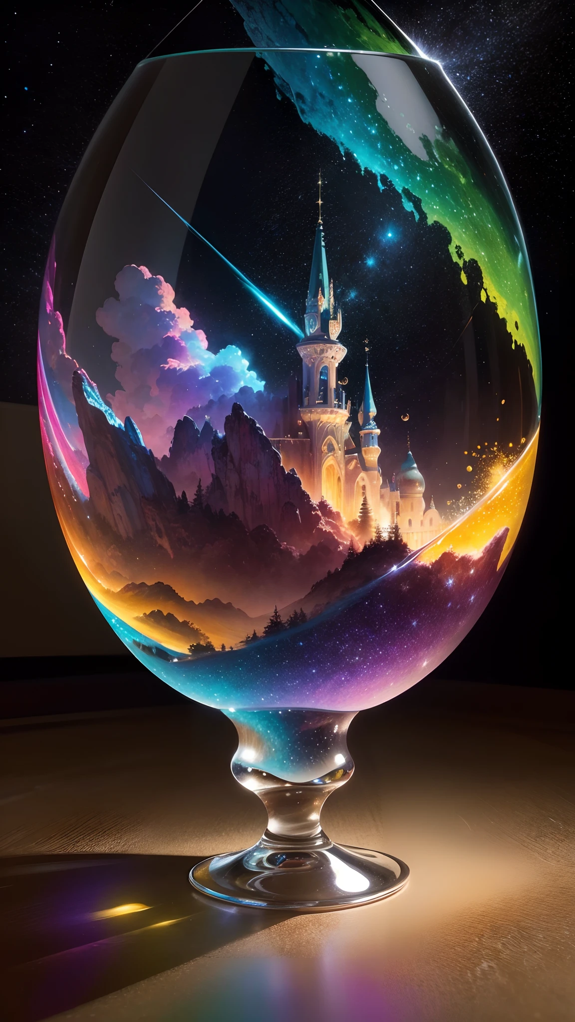 (High quality,4K,8K,A high resolution,Masterpiece:1.2),Ultra-detailed,(Realistic,Photorealistic,photo-realistic:1.37),Rainbow,Creative,illustration,Colorful,imagination,Vibrant colors,Profound,mythological creatures,Fantasy world,Universe,surrealism,Abstract art,Ethereal lighting,in pastel shades,12 layers of color,enchanting scenery,Dreamlike atmosphere,glistening stars,Watercolor effect,magic realism,Imaginative brushstrokes,Unique perspective,Harmonious composition,floating object,mesmerizing beauty