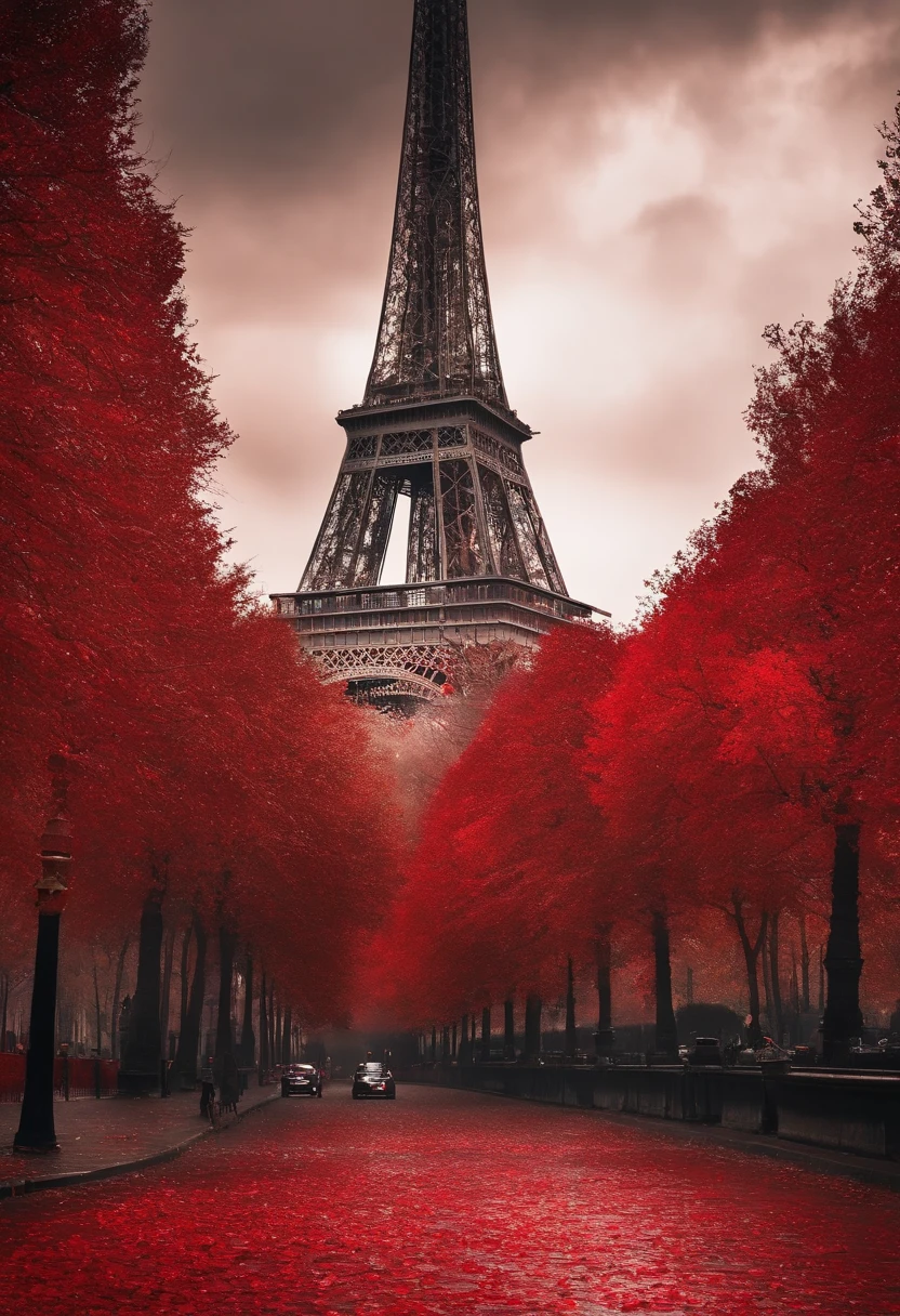 Imagine des puneses rouge geante qui envahissent paris