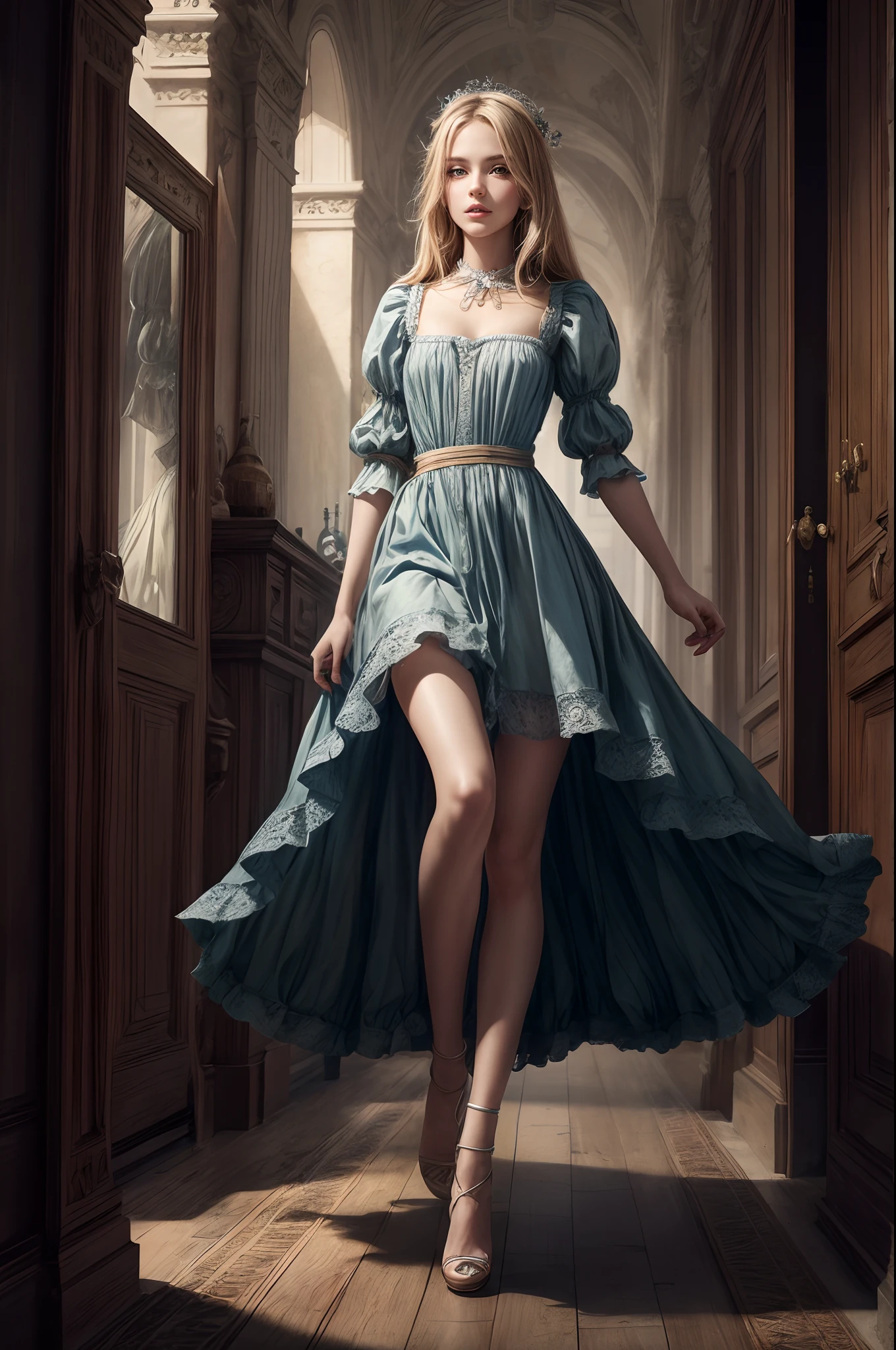 Alice in Technology Land , Full body, Ultra High Resolution, Masterpiece, beautyfull face with gorgeous shiny eyes,