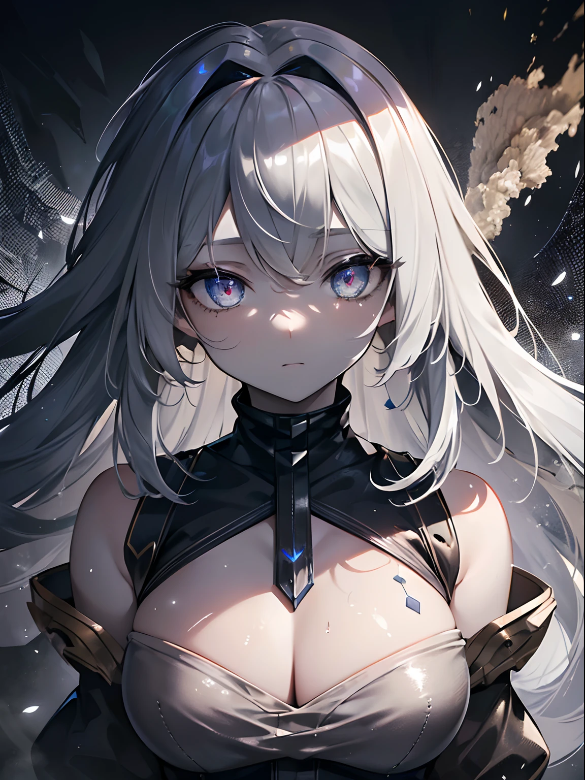 (masterpiece,best quality,ultra-detailed),1girl, glowing eyes,long hair,(((dust monster girl))),beautiful and detailed face, detailed eyes,night,dust particles in the air,((grey theme)),((((dust theme)))),