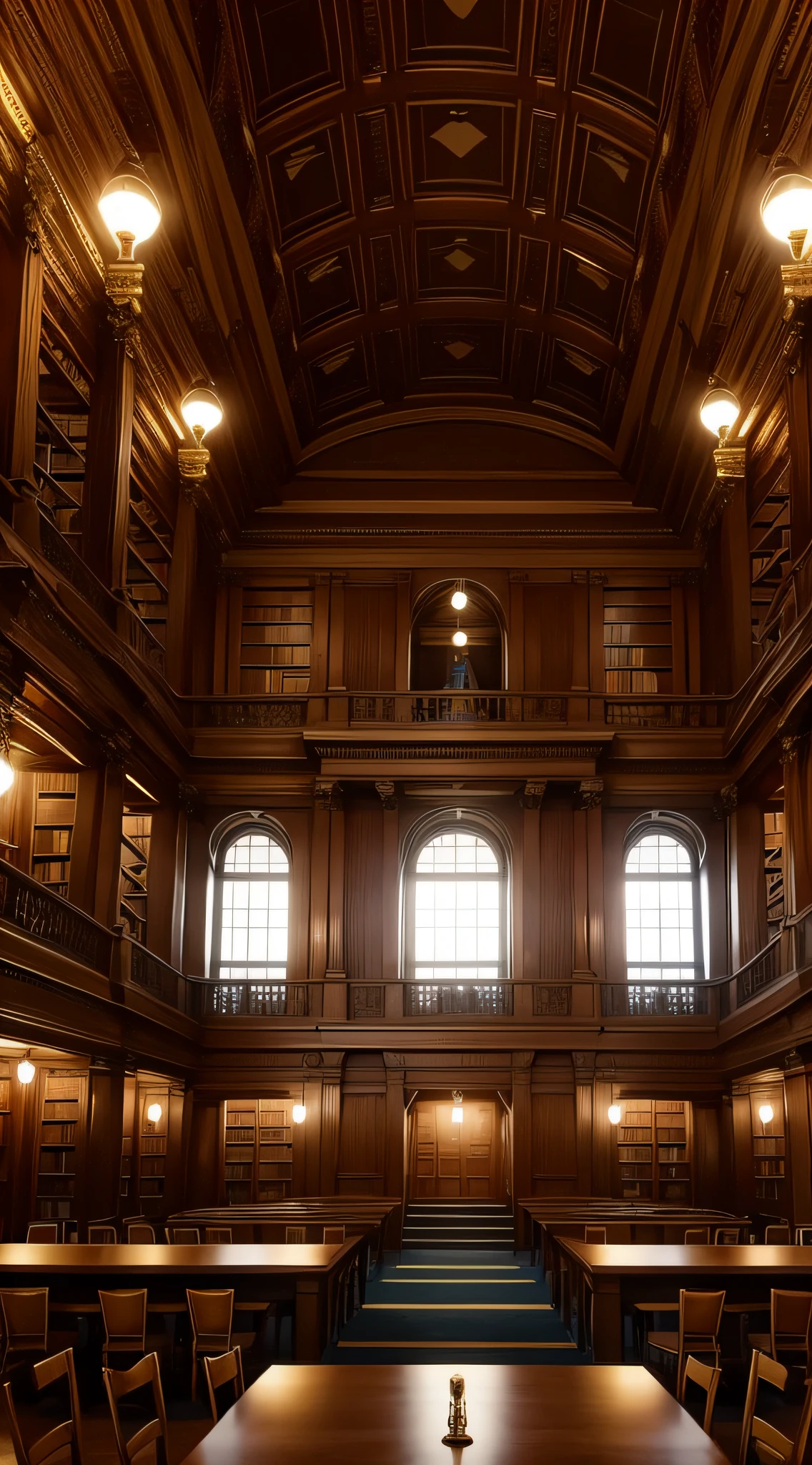 Create an image of a secret society's meeting room, where members discuss the existence and location of the Timeless Library.
