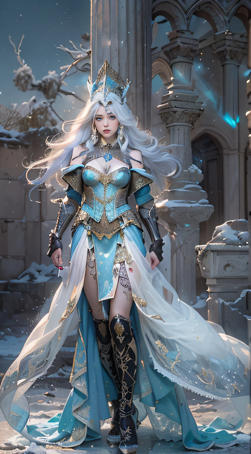 (Numerous award-winning masterpieces, with incredible detail, textures and maximum detail), (hyper realistic:1.4), (realistic:1.3), ((extreamely beautiful face features)),(best quality real texture skin), (Pale but beautiful face:1.8), (fine circular glowing blue eyes: 1.2), (finely detailed true circle eyes), (finely Detailed and beautiful face:1.8), fantasy, ((dramatic photo)), ((dynamic photo)), highly detailed, ultra-realistic, intricate details, painting (artwork), ((masterpiece,best quality)), hyper realistic, dark fantasy , epic realistic, faded, ((neutral colors)), art, (hdr:1.5), (muted colors:1.2), hyper detailed, (art station:1.5)
