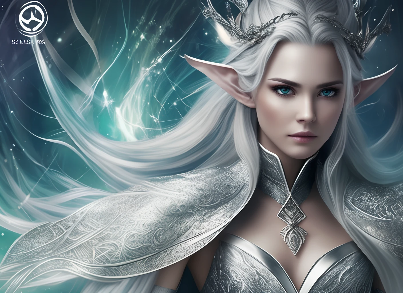 silver hair female high warlock elfin ears emerald eyes high cheekbone strong expression --auto --s2