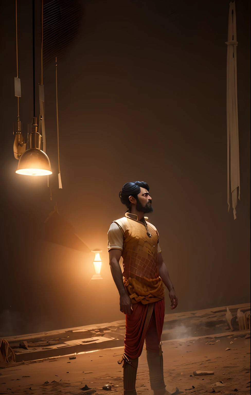 Bahubali war dress high quality cinematic lighting