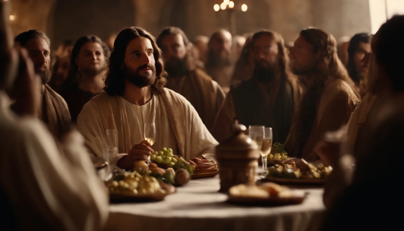 Jesus Christ at the wedding feast of Cana in Galilee. Bible passage.