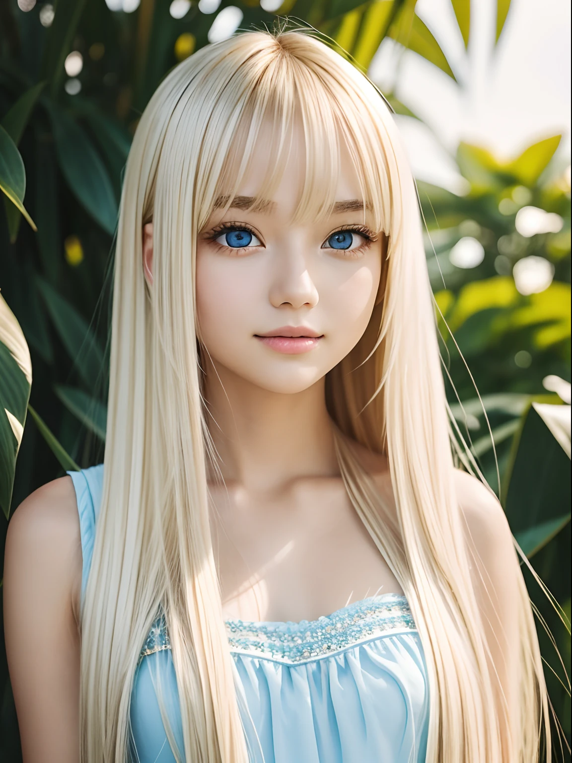 portlate、bright expression、The cutest face in the world、Young shiny shiny white shiny skin、The best good looks in the world、ultimate beauty girl、The most beautiful and bright blonde hair in the world、shinny hair、Super long silky straight hair、Beautiful bangs that shine、Glowing crystal clear and attractive light blue eyes、Very beautiful nice cute 16 year old girl、Lush bust