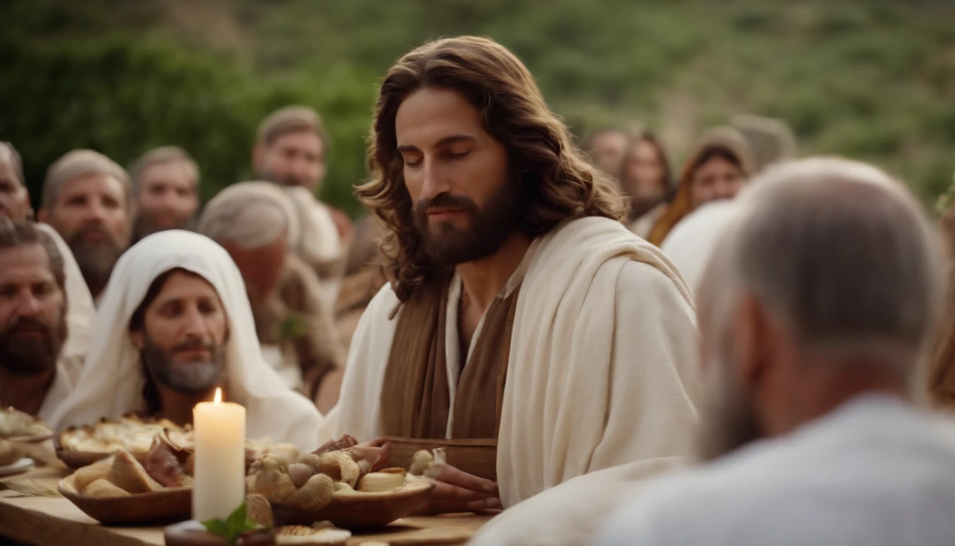 the mother of Jesus Christ conversing with him at the wedding feast of Cana in Galilee. Bible passage. Biblical Image of Simplicity