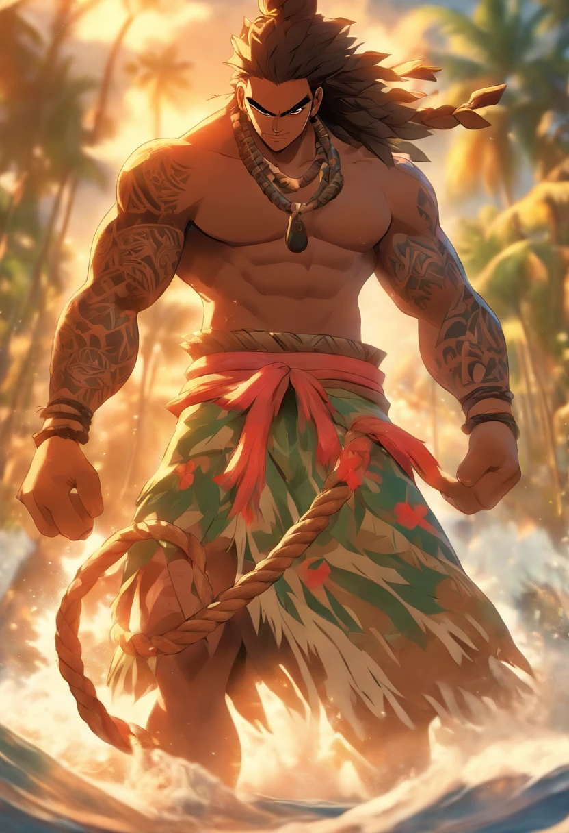 Super muscular adult boar beastman,(Wear Hawaiian traditional clothing:1.7),Open your mouth and stick out your tongue,(Surrounded by erect men:1.2),(a large amount of semen on the face and body,:2.0),Southern Island,(Anal Sex:1.5),Brown fur,Black hair and beard,Kneeling,Tattoo,Huge erect penis,(Nipple ring piercing:1.2),lick,Blindfold,Deep Throat,Kneeling