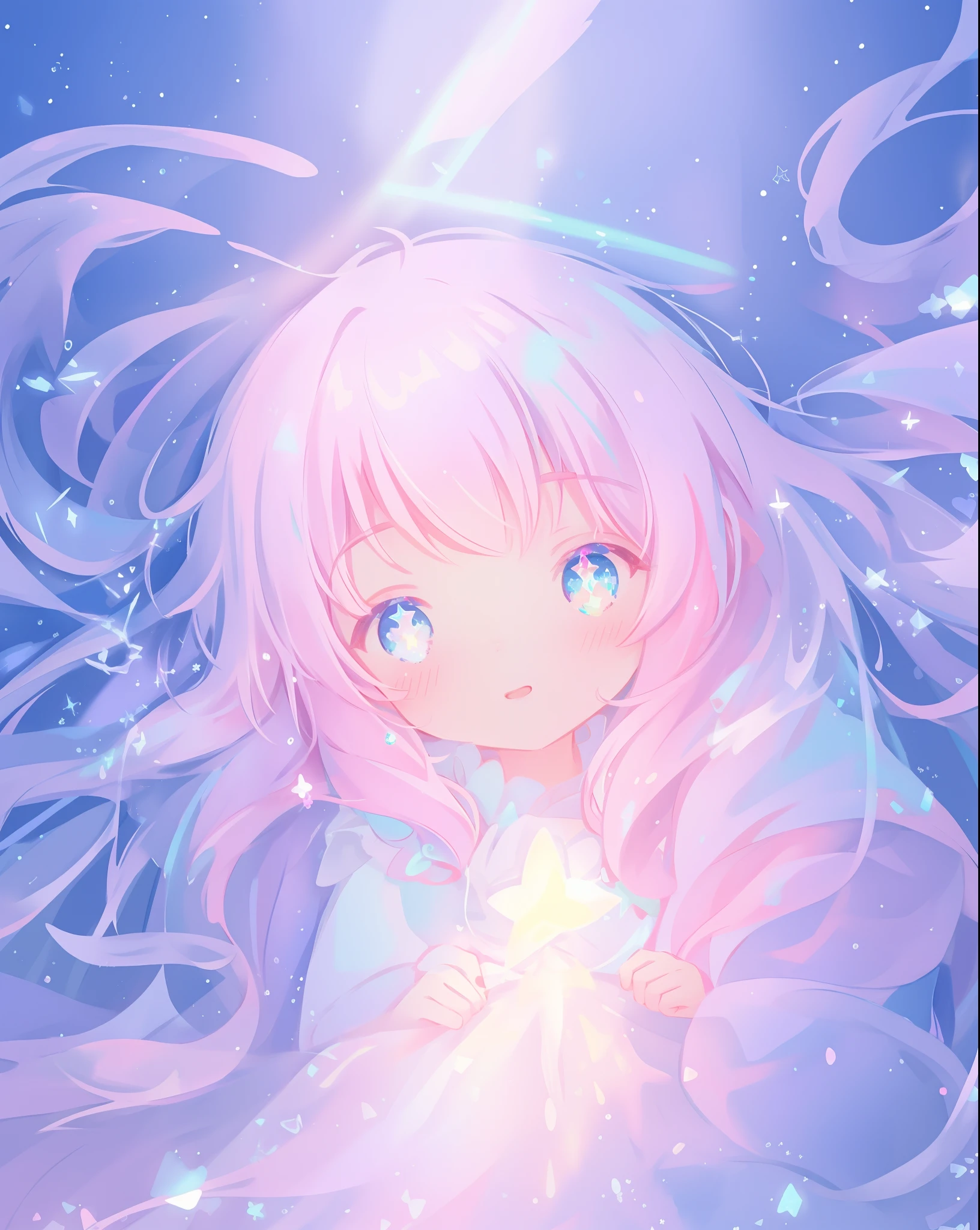 beautiful anime girl in multi-layered ballgown with puffy long sleeves, vibrant pastel colors, (colorful), magical lights, colorful long hair made of liquid light, sparkling lines of light, inspired by Glen Keane, inspired by Lois van Baarle, disney art style, by Lois van Baarle, glowing aura around her, by Glen Keane, jen bartel, glowing lights! digital painting, flowing glowing hair, glowing flowing hair, beautiful digital illustration, fantasia background, whimsical, magical, fantasy, beautiful face, ((masterpiece, best quality)), intricate details, highly detailed, sharp focus, 8k resolution, sparkling detailed eyes, liquid watercolor