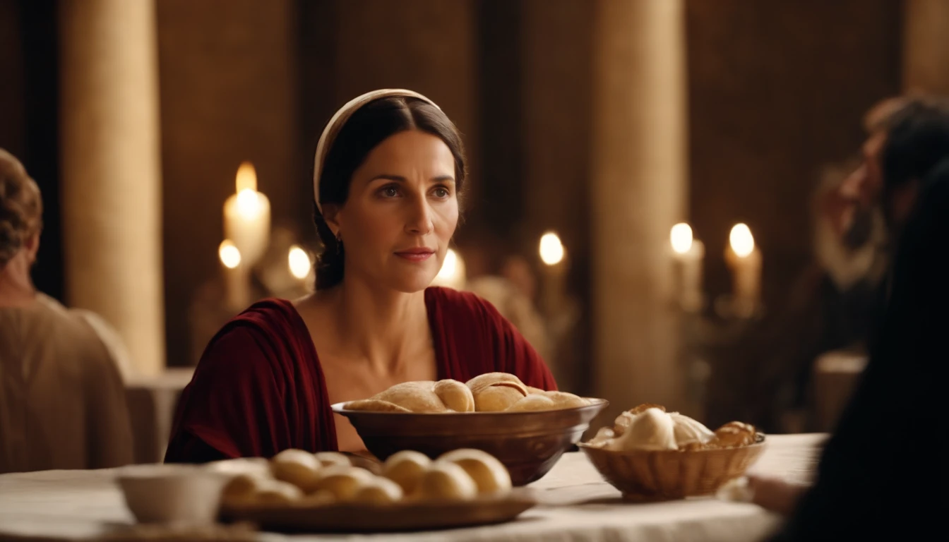 MARIA, the mother of Jesus Christ conversing with him at the wedding feast at Cana . Bible passage. Biblical Image of Simplicity