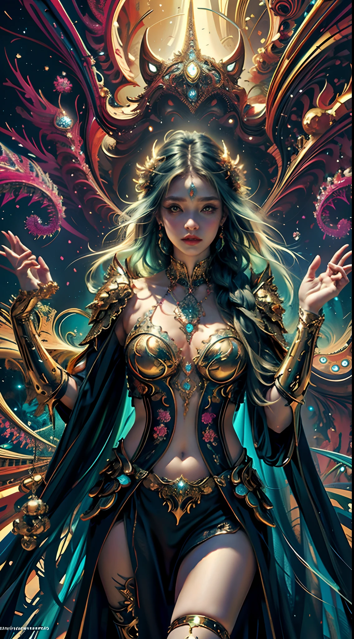 (masterpiece, top quality, best quality, official art, beautiful and aesthetic:1.2), (1girl), extreme detailed,(fractal art:1.3),colorful,highest detailed, sorceress