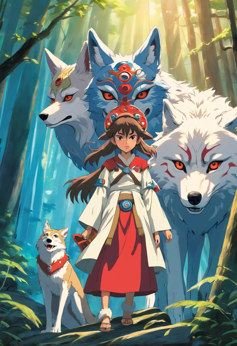 Prinzessin Mononoke mit Wolf und Maske