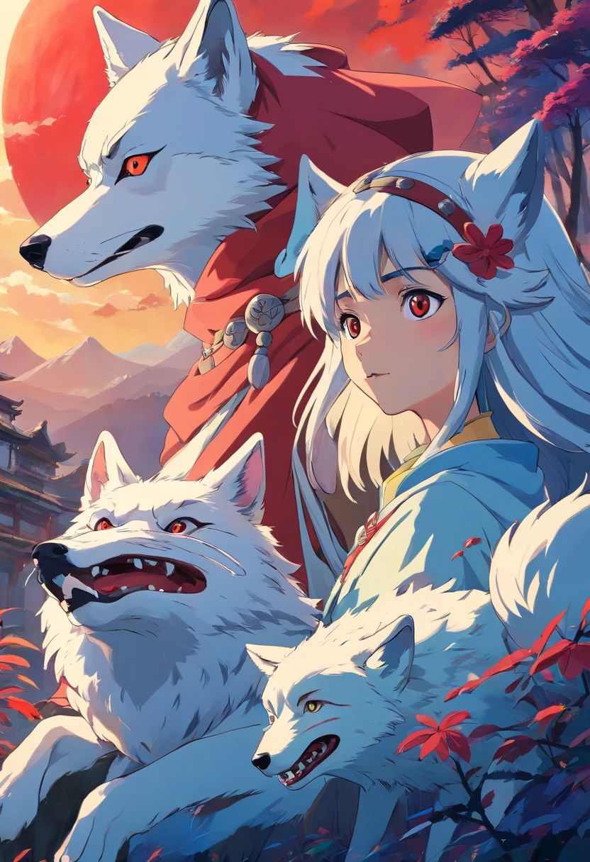 Prinzessin Mononoke mit Wolf und Maske
