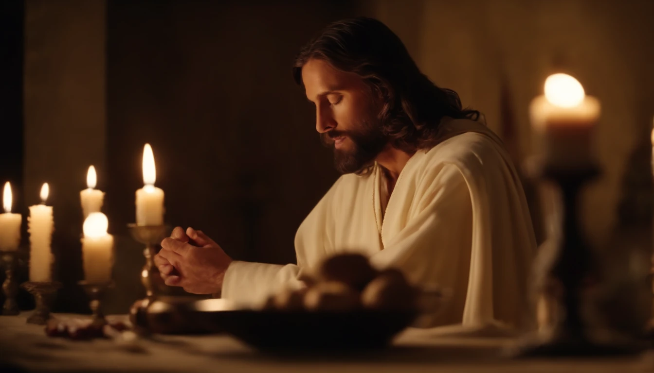 Jesus Christ performs the miracle of transubstantiation