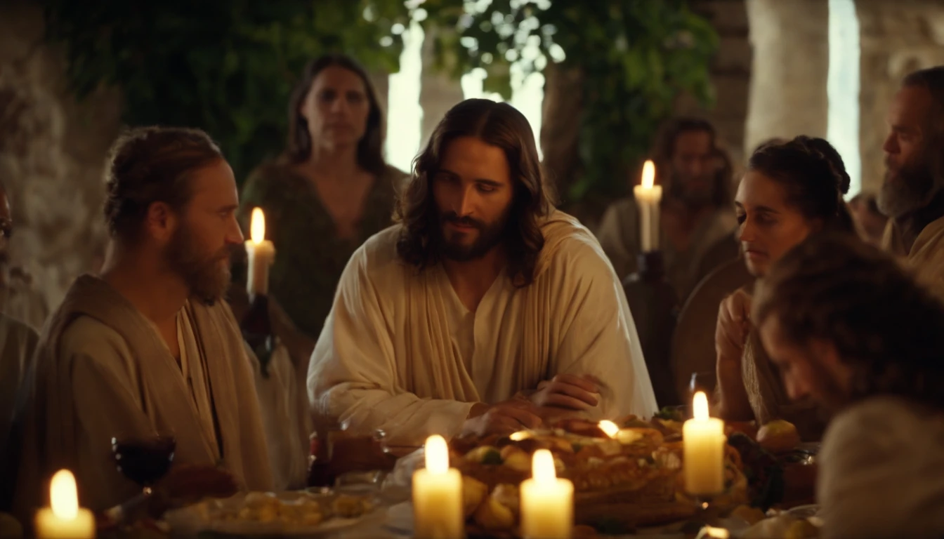 Jesus Christ at the wedding feast of Cana in Galilee. Bible passage.