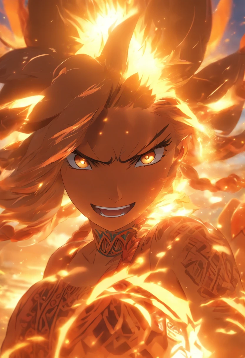 (((sun)) best quality, ultra-high resolution, 4K detailed CG, masterpiece, sun, tribal sun, tribal Maori, Maori picture style, aesthetic, screen-centered, ground-to-sky view