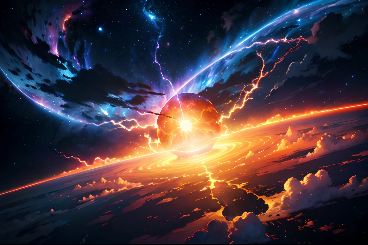 Ultra High Definition Earth Storm Orange Lightning Wise Lightning Big Clouds Wormhole