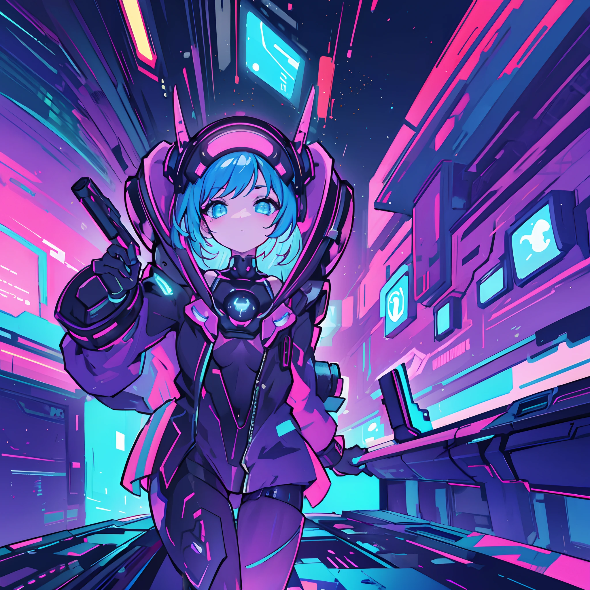 "Cyberpunk-inspired immersion, Um mundo de luzes neon, Let yourself be mesmerized by the surreal spectacle of planets dominating the skies, Cheio de arte digital cativante."