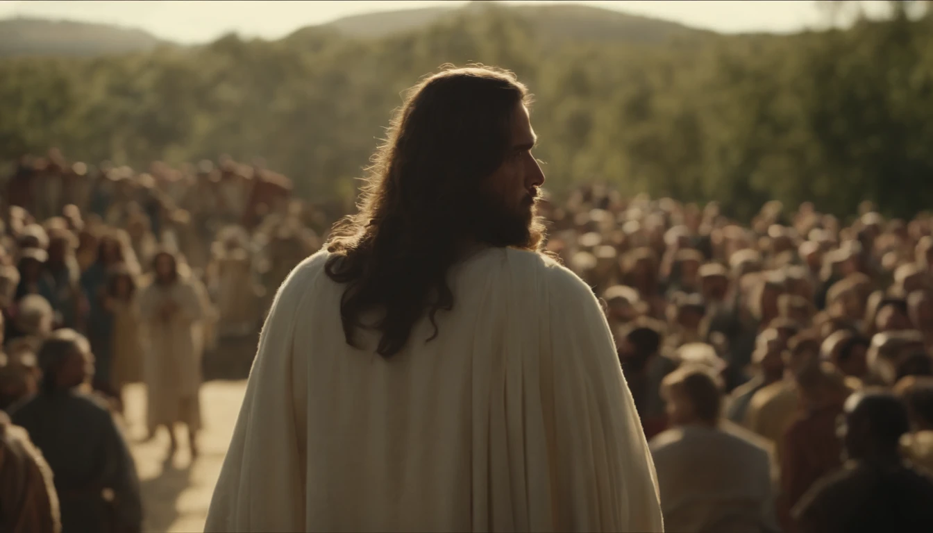 Jesus is talking to the crowd and a woman stands up and talks to Jesus