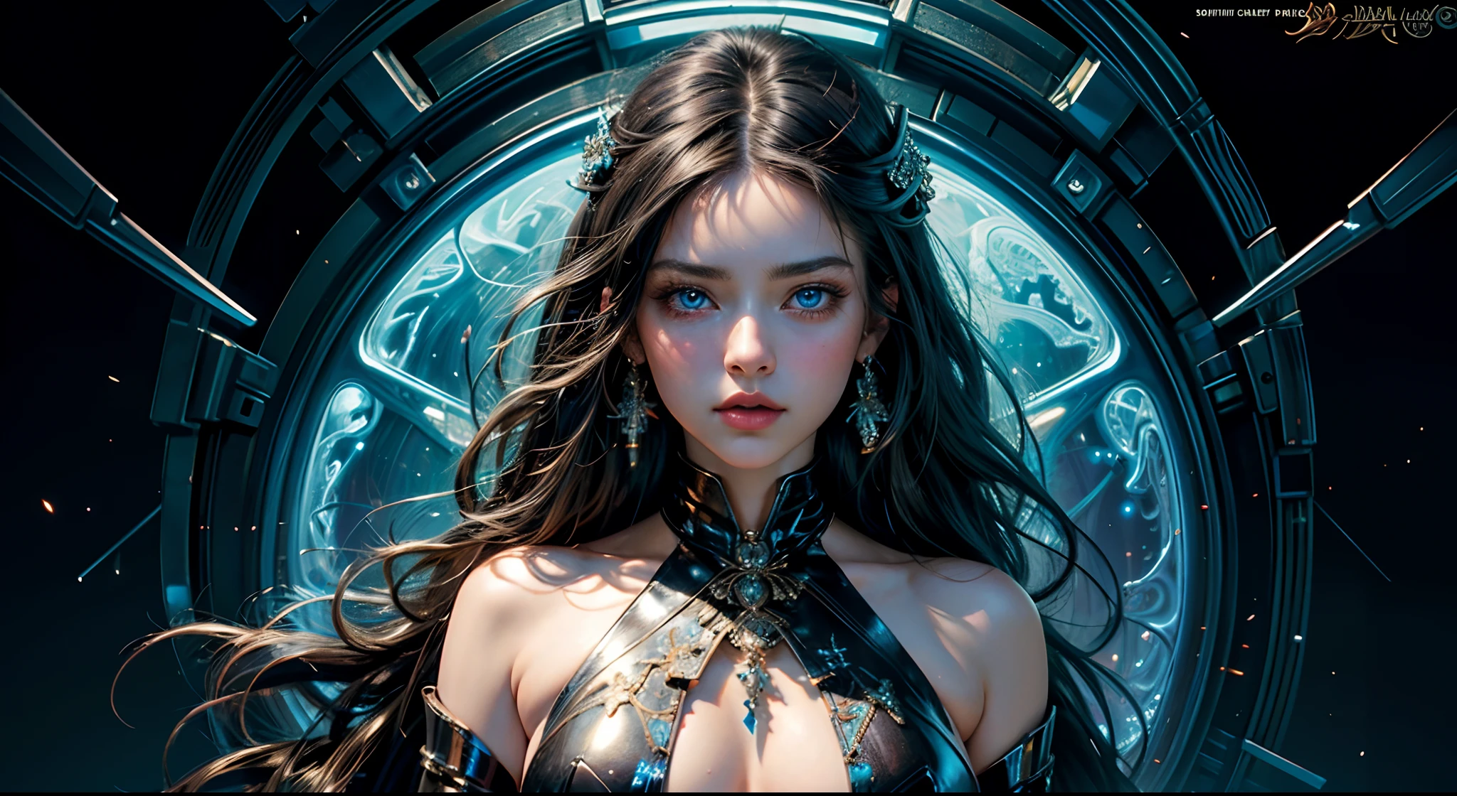 (masterpiece, top quality, best quality, official art, beautiful and aesthetic:1.2), (1girl), extreme detailed,(fractal art:1.3),colorful,highest detailed, black hair, blue eyes, fair skin, latex, leather