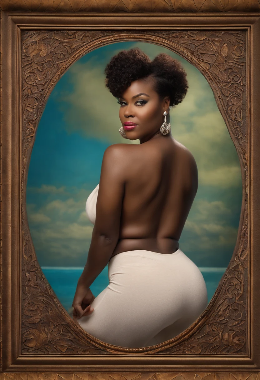 Busty African American woman posing while completely nude