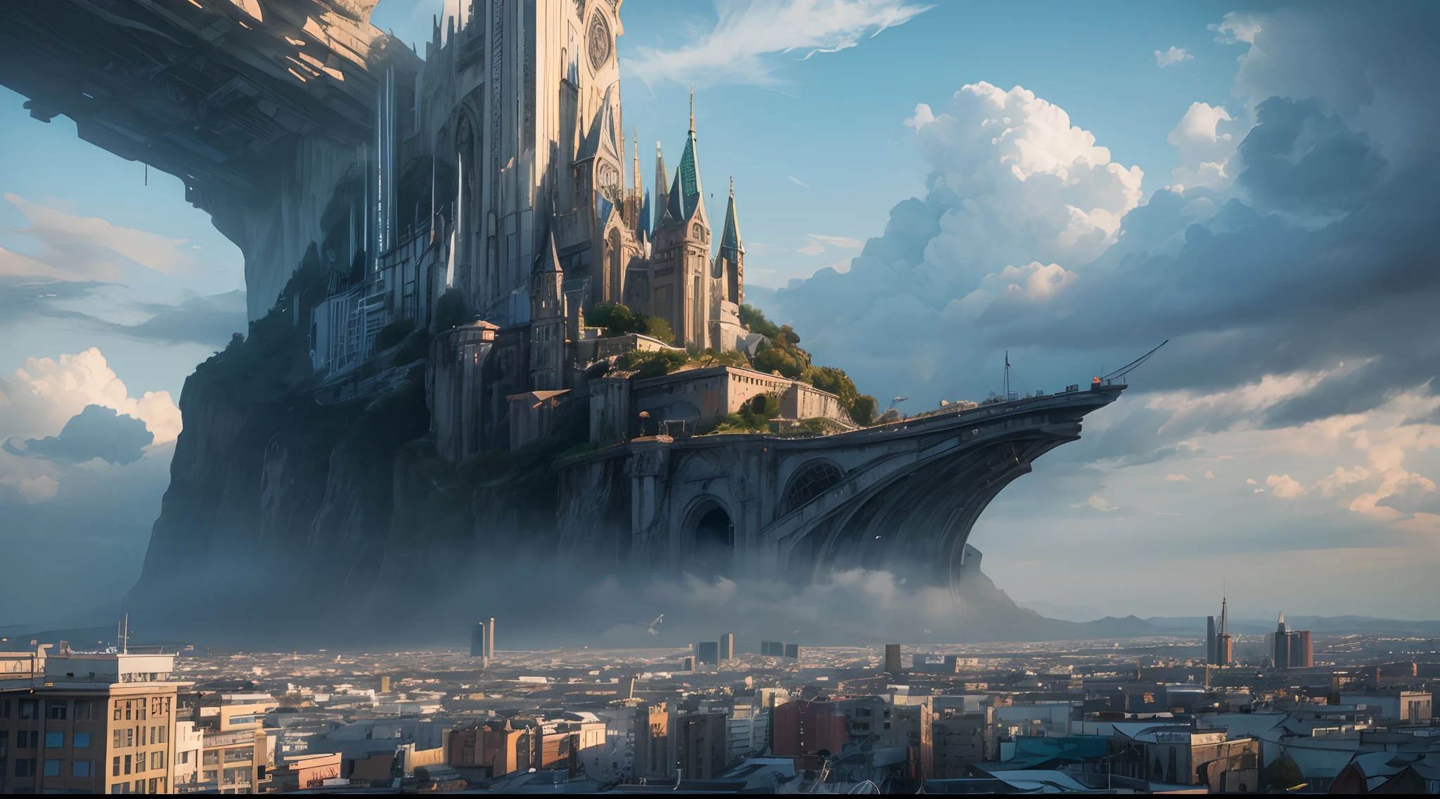 (best quality,4k,8k,highres,masterpiece:1.2),ultra-detailed,(realistic,photorealistic,photo-realistic:1.37),huge castles,skyscrapers floating in the sky,utopia,top quality fantasy,cyberpunk isekai,giants waterfall,mother nature,unimaginable,unbelievable,virtual reality,oasis of serenity,colorful neon lights,futuristic technology,vibrant cityscape,awe-inspiring architecture,unlimited possibilities,mesmerizing view,ethereal atmosphere,enchanting environment,majestic structures,thousands of feet high,sparkling clear water,breathtaking scenery,transcendent beauty,surreal landscape,architectural marvels,wonder of nature,harmony between man and nature,limitless imagination,urban paradise,dream-like setting,unrealistically magnificent,picture-perfect moments,serene tranquility,spellbinding aesthetic,awe-inducing skyline