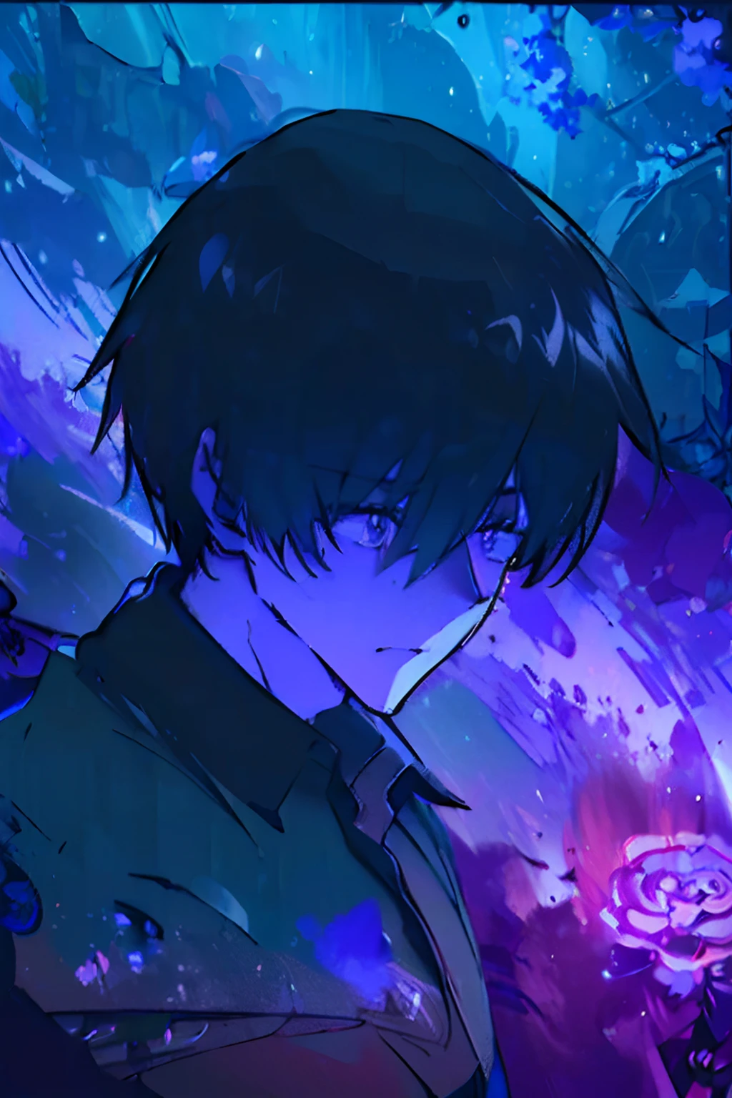 (best quality, highres, ultra-detailed, realistic:1.37), a silhouette of a man holding a striking pocket watch, surrounded by flowers and darkness, illustrative rendering, intricate details, mysterious ambiance, vibrant colors, dynamic lighting, gothic style