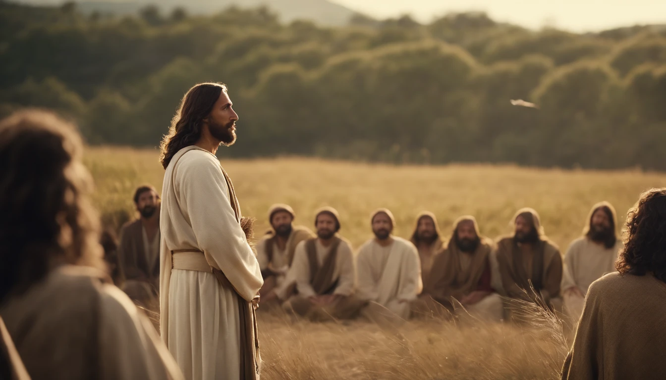 Jesus speaking to the disciples in the field