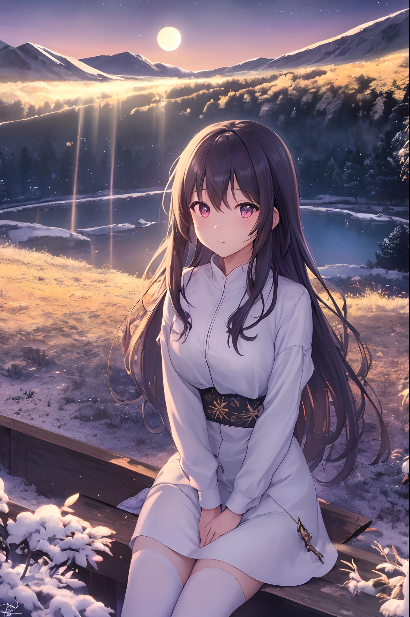 A wide landscape photo, (viewed from below, the sky is above, and the open field is below), a girl standing on a flower field looking up, (full moon: 1.2), (meteor: 0.9), (nebula: 1.3), distant mountains , Trees BREAK Crafting Art, (Warm Light: 1.2), (Firefly: 1.2), Lights, Lots of Purple and Orange, Intricate Details, Volumetric Lighting BREAK (Masterpiece: 1.2), (Best Quality), 4k, Ultra Detailed, (Dynamic Composition: 1.4), Rich in Detail and Color, (Rainbow Color: 1.2), (Glow, Atmospheric Lighting), Dreamy, Magical, (Solo: 1.2), girl stands with her back to the viewer, (masterpiece:1.2, best quality:1.2), nature, stars, moon, landscape background, warm light, sunrise, forest, shadows, contrast, constellations, landscape,water,(extremely detailed CG unity 8k wallpaper), most beautiful artwork in the world,professional majestic oil painting,intricate, High Detail, Sharp focus, dramatic, photorealistic painting art, octans, sky, star (sky), scenery, starry sky, night, 1girl, night sky, solo, outdoors, signature, building, cloud, milky way, sitting, tree, long hair, city, silhouette, cityscape, Vast and majestic skyline、The big sky occupies two-thirds of the photo、Girls and boys in casual clothes sitting side by side in the meadow、There is a deserted Japan city in the distance, Snowy mountain night with snowy coniferous forest at the foot of the mountain。Full moon and many stars
Waiting to start