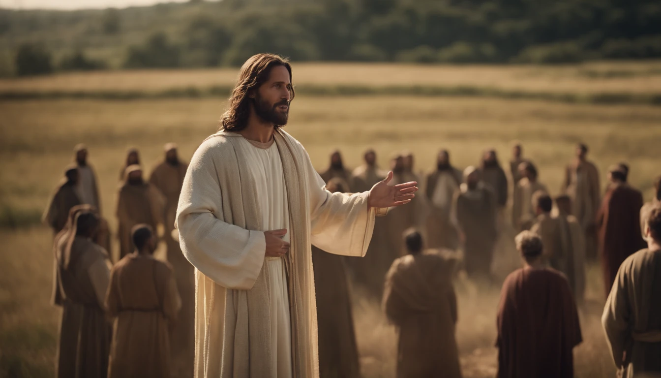 Jesus speaking to the disciples in the field
