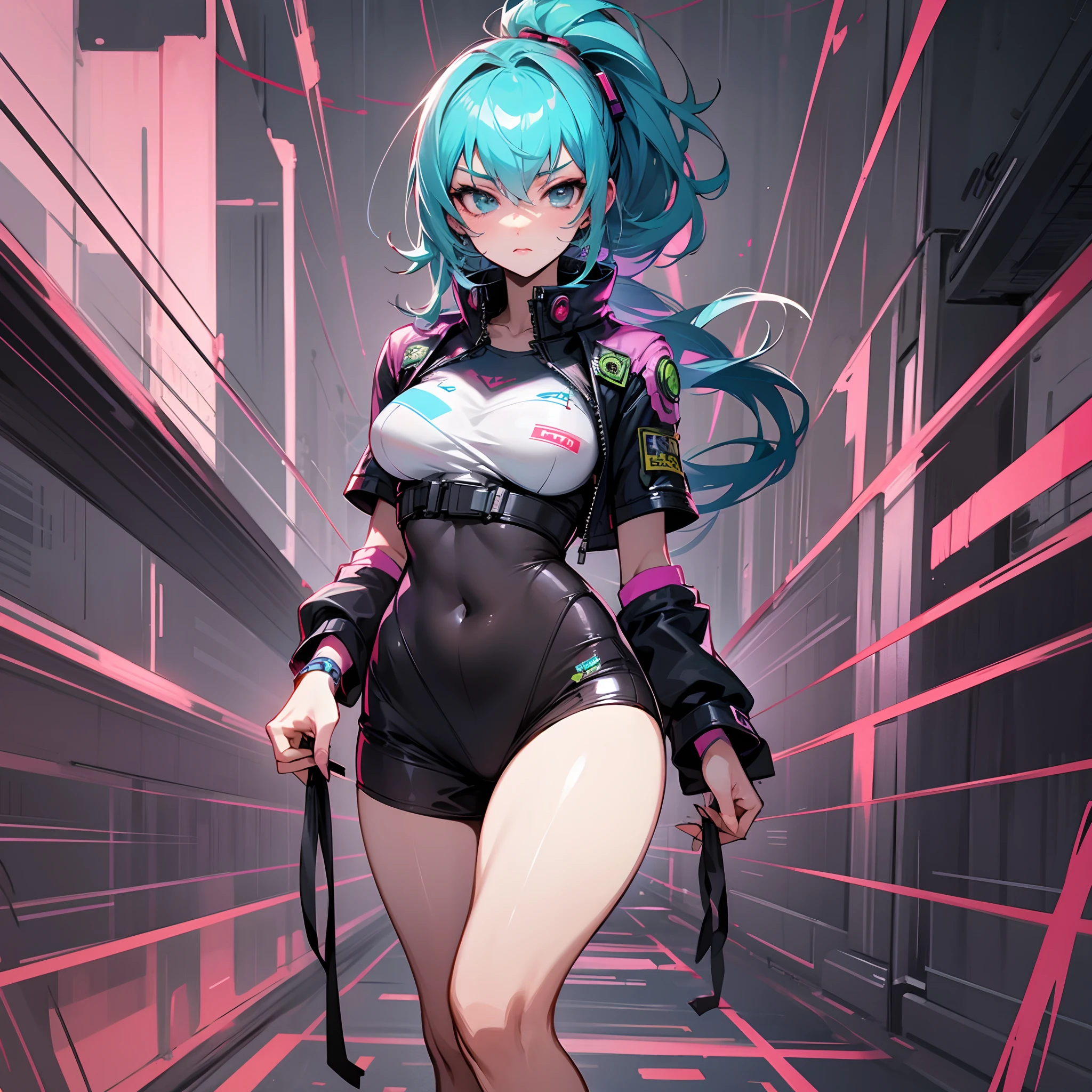 Rebecca from Cyberpunk Edge runners in a hentai anime look --auto --s2