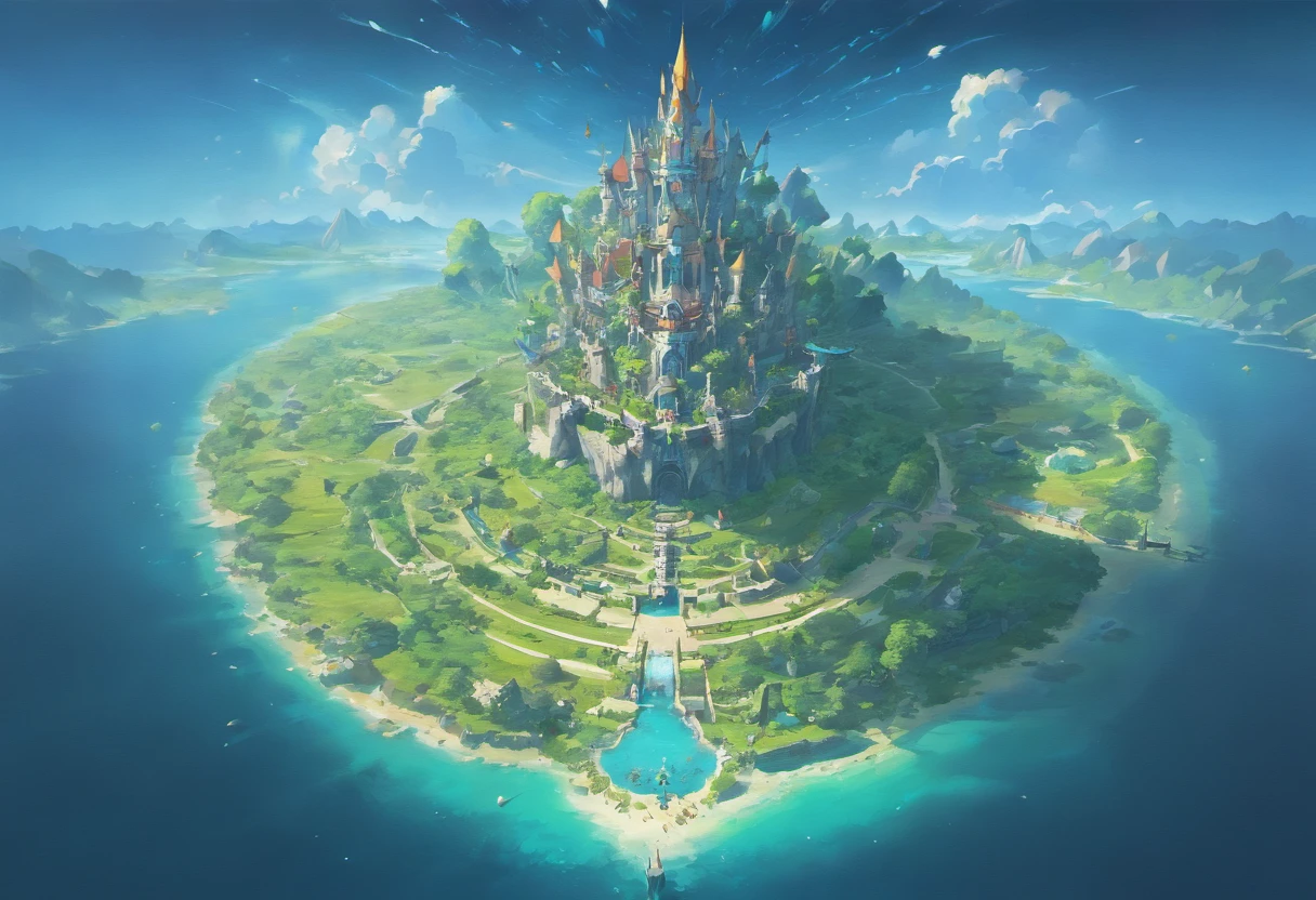 (Fantasy: 1.2), Color (Hayao Miyazaki style), (irregular building floating in the sea), patchwork cottages, flower decorations, lights, concept art inspired by Andreas Rocha, Artstation contest winner, Fantasy art, (underwater city), ross tran, light shafts, realistic lighting, masterpiece, high quality, beautiful graphics, high detail, masterpiece, high quality, beautiful graphics, high detail, --v6