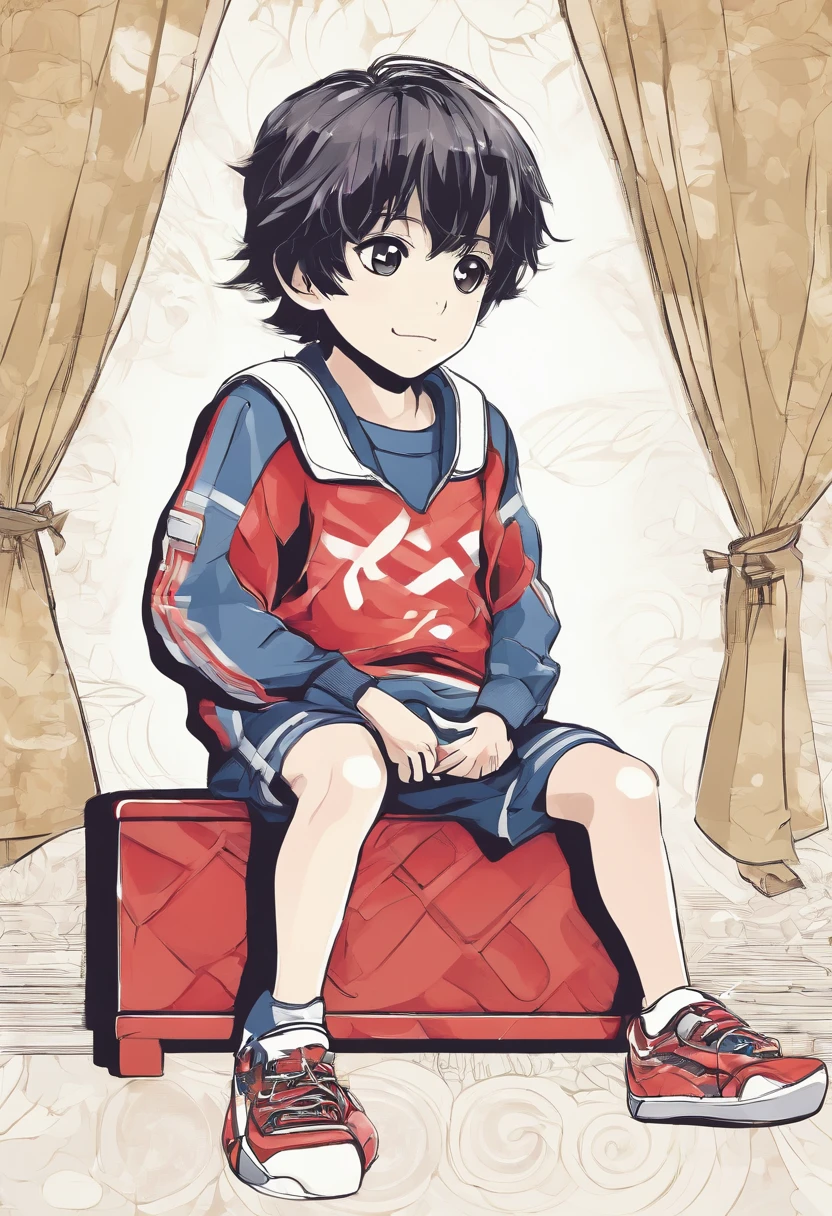 5 sitting upright on the chair with his hands on his stomach