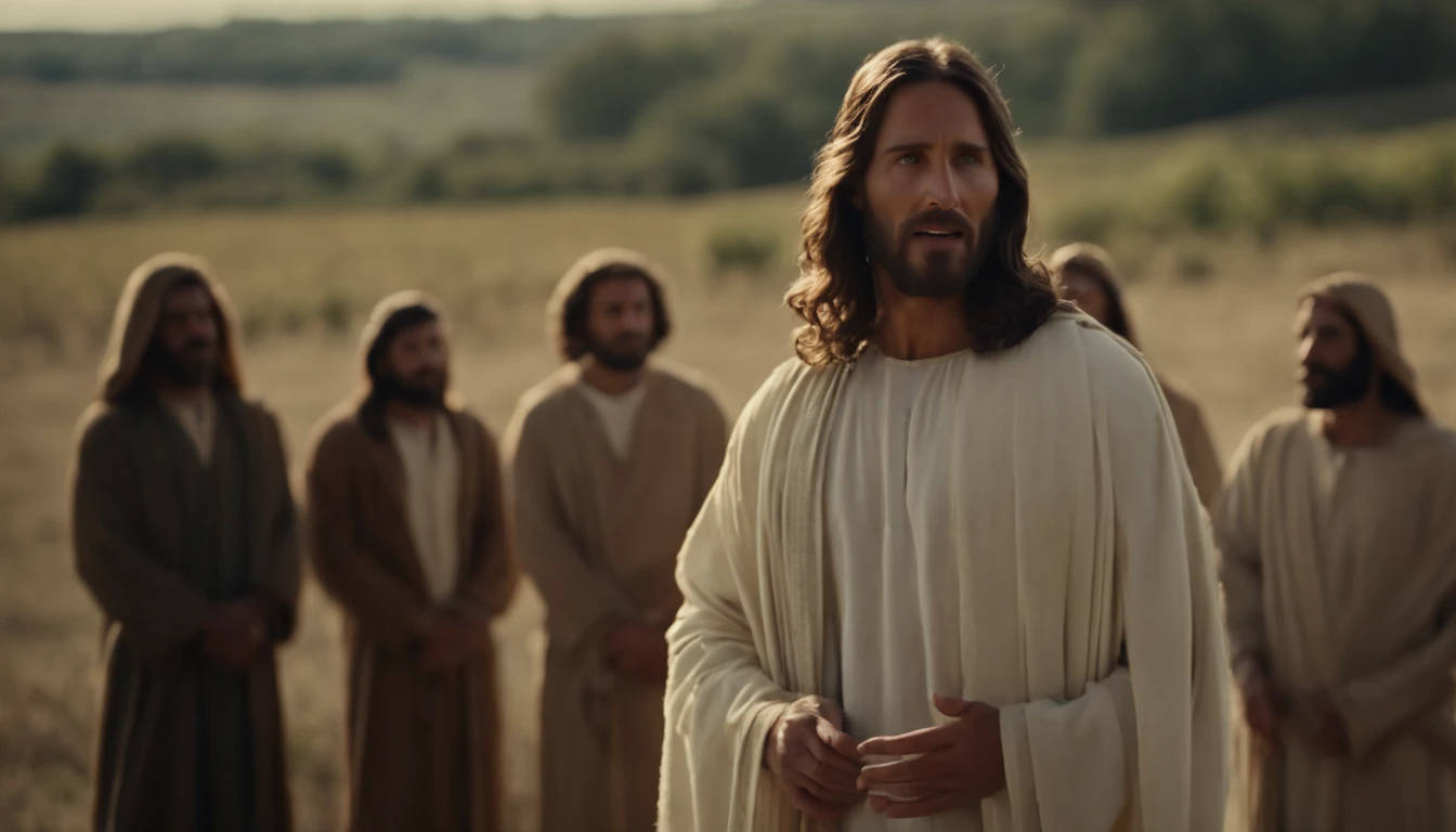 Jesus speaking to the disciples in the field