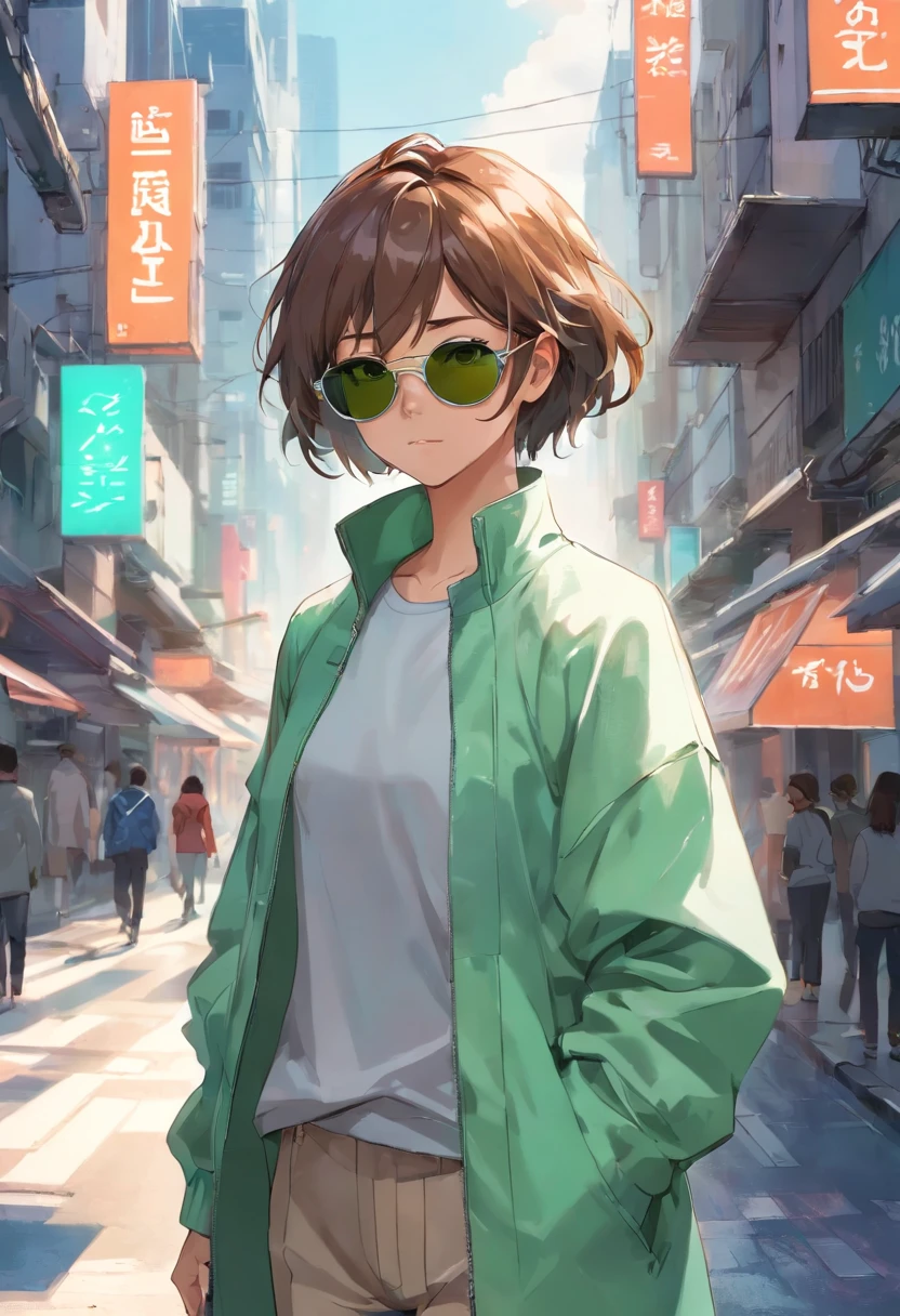 a MAN in a full-body photograph in street clothes (urbano) que se inspire principalmente en la inteligencia artificial. El hombre lleva unos pantalones blancos anchos con texturas rugosas, A long winter sack in asymmetrical green with transparencies, creando un conjunto singular."
En la imagen, se puede ver a un hombre de pie en medio de un paisaje urbano futurista. Sus pantalones blancos anchos tienen una textura rugosa que le da un aspecto vanguardista. They are designed in an elegant but also functional way, with subtle details that suggest the influence of artificial intelligence in its creation.
El saco largo de invierno, de un deslumbrante verde, se destaca como la pieza central de su atuendo. Its asymmetrical design and strategically located transparencies along the sack give it a futuristic and technological look. Las transparencias revelan una capa interior de tela plateada que brilla con una luz suave, grabando a la luz de las pantallas de computadora.
El hombre lleva accesorios minimalistas, such as metal-rimmed sunglasses and a sleekly designed smartwatch. Her hair is precisely styled and her look reflects confidence and sophistication.
En su conjunto, This man embodies the fusion between contemporary fashion and the influence of artificial intelligence in clothing design. Her outfit shows a unique combination of textures, colores y transparencias que lo hace destacar en medio de la modernidad de la ciudad del futuro.
