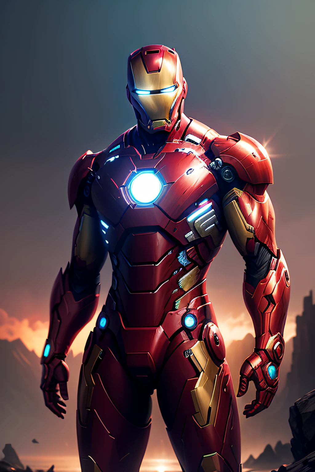 Iron Man stands posing, details modern clothing, HDR, UHD, 64K, highly detailed, professional photography , sketch style, ink scratches, sharp lines, trending on artstation, realistic engine, vivid colors , high resolution scanning, The camera details everything, Moonlight highlights your muscles and scars. The scenery is lush and mysterious, with a dark city and surroundings. The camera details everything.