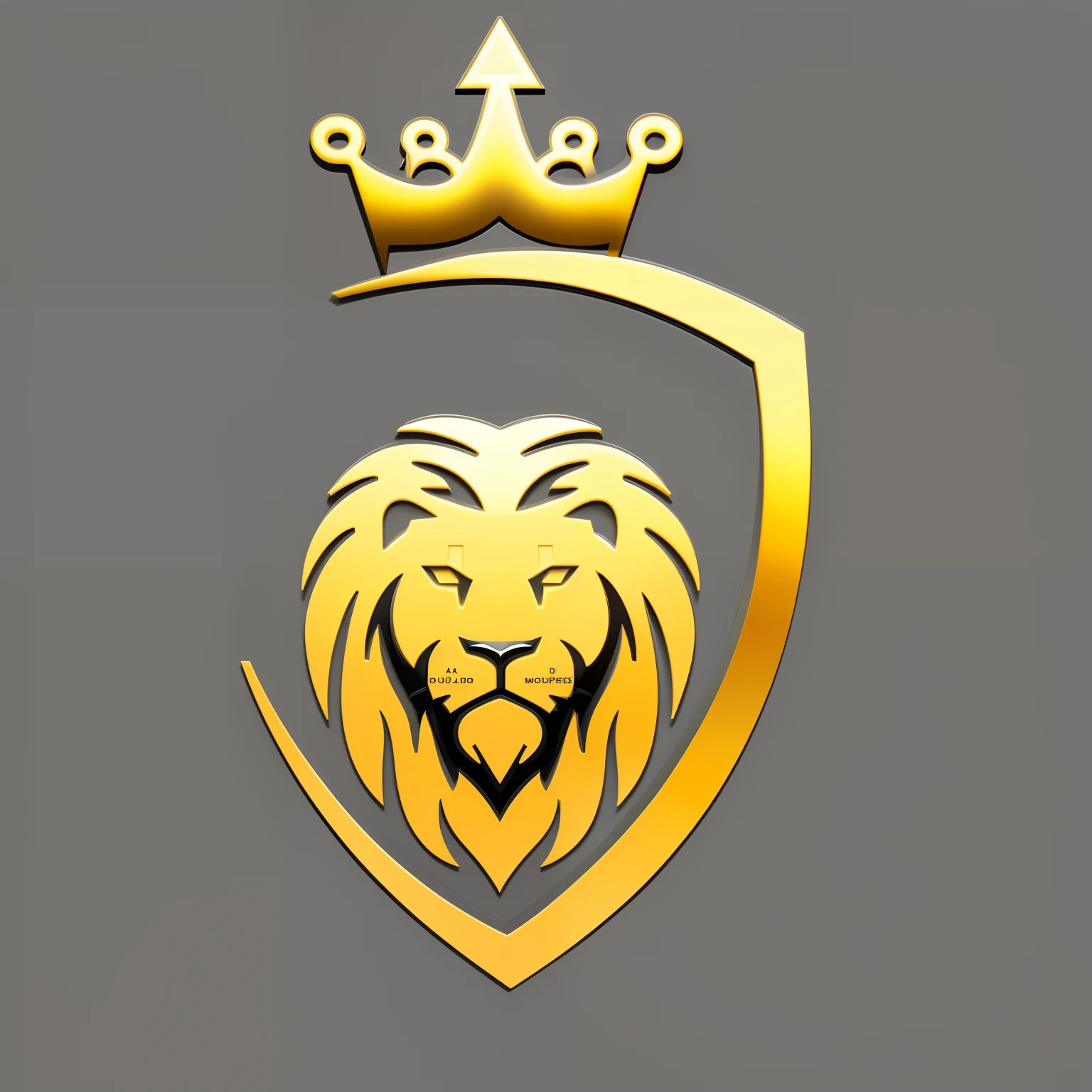 Logo modern, minimalista leoa dourado minimalista, coroa no topo.