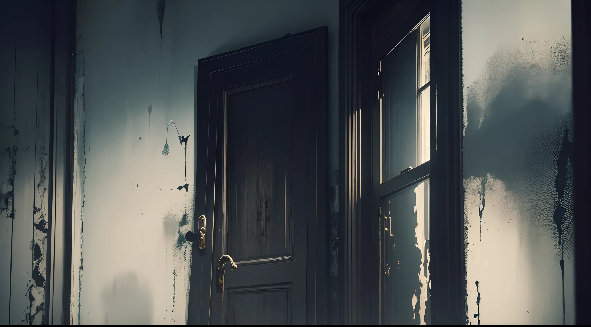 (best quality,4k,highres),an image of the mysterious Apartment 13,dusty windows and aged facade,(unsettling feeling,slightly eerie),number 13 on the apartment door,creating a sense of unease (dark and mysterious),[vintage] atmosphere,with (cracked paint) and (peeling wallpaper),flickering (dim lighting) casting long shadows.Dark ambiance with a touch of (gothic style),[haunting] and (mysterious) vibes,exuding a sense of (enigma) and intrigue.