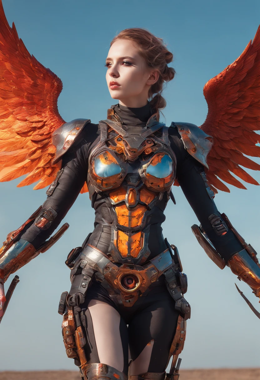 Cosmic cyberpunk Fallen Angel wearing Neon Mecha Armour, Flaming Sword glowing light eyes, Biomechanical, eerie, Creepy, nightmarish, Very bright neon colours, Light particles, with light glowing, , Mushroom Cloud, winner of the year's best photo, the world on fire, post-apocalyptic hellscape military photography, photo epic of the year, fire on the horizon, epic cinematic shot, pure form, intricate detail, 8k post-production, High resolution, super Detail, trending on ArtStation, sharp focus, studio photos, intricate detail, Very detailed, By Greg Rutkowski, Mshiff, wallpaper art, UHD wallpaper