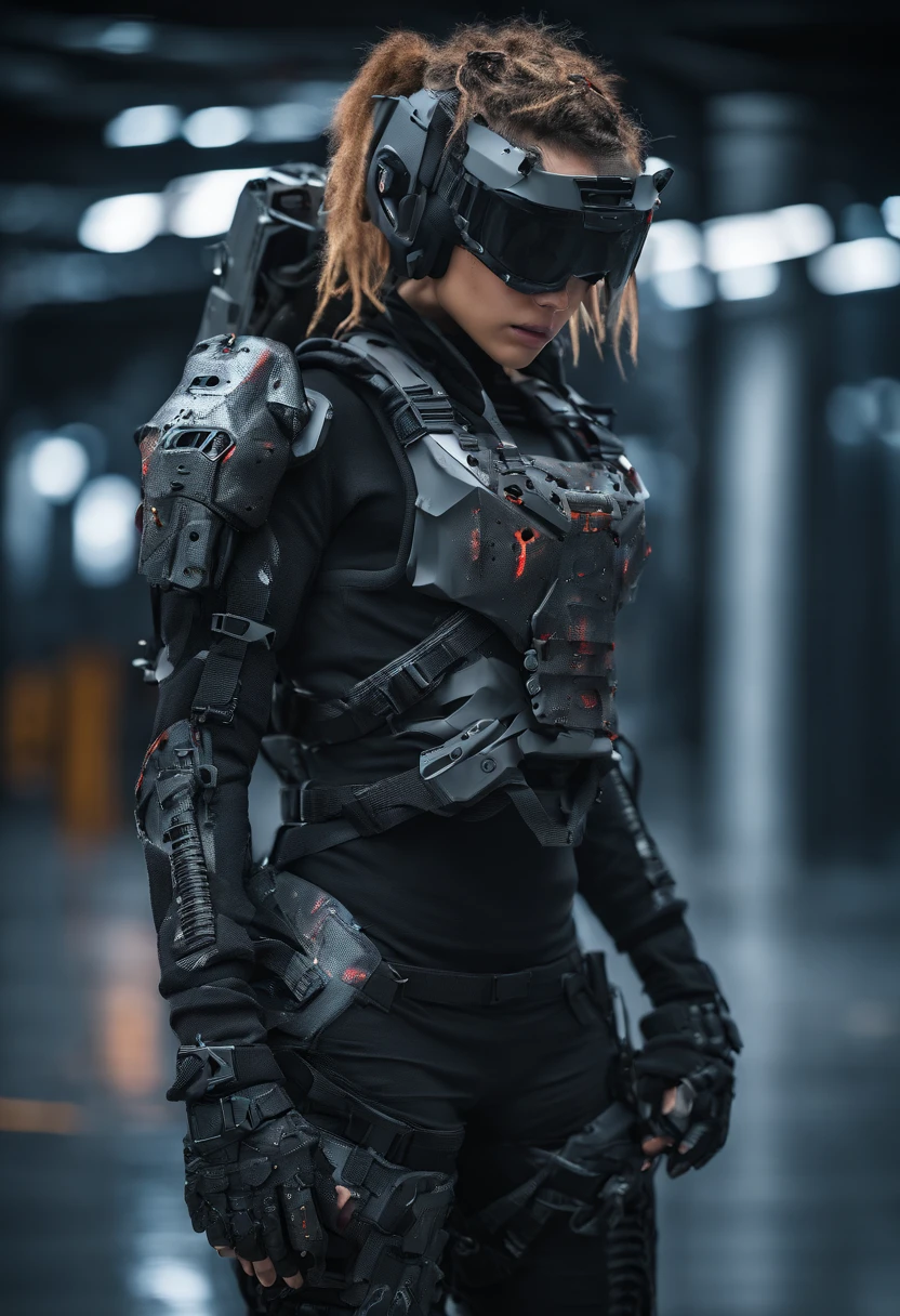 Postapocalyptic combat scene with a Beautiful hyperrealistic photograph of cute Young American woman with Runic tattoos, ((dirty face Blood splattered)), (((wearing full heavy mecha armor, combat harness, Neon highlights))) Short Blonde Dreadlocks, combat pose, (((Holding on to the side of a combat Sci-Fi Combat helicopter))), exterior of Destroyed building, Fires, Smoke, debris, Camo netting, Ammo Boxes abstract beauty, near perfection, pure form, intricate detail, 8k post-production, High resolution, super Detail, trending on ArtStation, sharp focus, studio photos, intricate detail, Very detailed, By Greg Rutkowski
