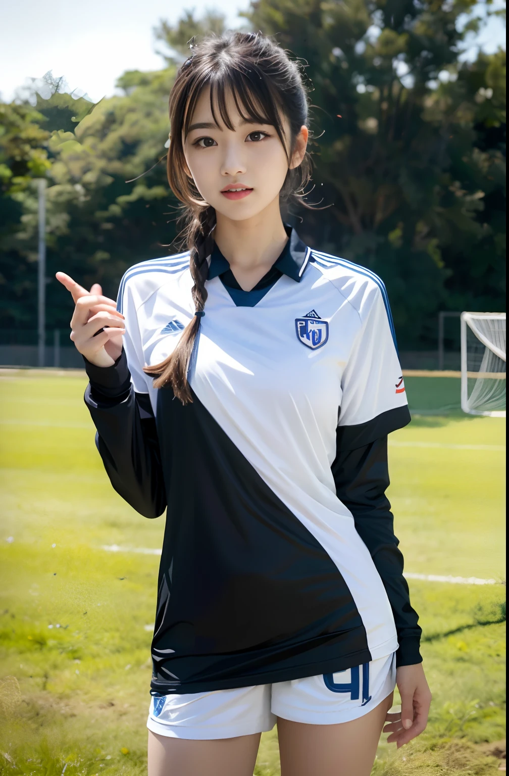 (((masterpiece))), (((High resolution))), (((8K quality))), (((perfect face))), (((Korean girl soccer player))), (((high resolution face))), (((top quality eyes))), (((detailed face))), (((detailed texture))), look at the camera, (plump thighs)
