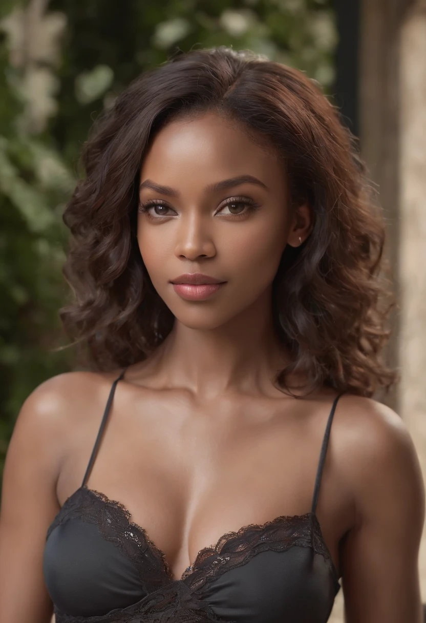 ( des tresses africaine loocks)),((Dark African skin, Very deep ebony skin)), ((Its beauty is undeniable)), ((Excited cute face)), ((Hyper detailed perfect eyes,)), ((Pose mignonne)) showing off its generous curves, ((Langue sortie)), (( )), , (( nuisette dentelle) vue sure tout le corp , half-, (( peau)), ((debout, Vue de face)), ((toucher ses propres cheveux dans une pose )), ((dehors, Ville publique)), Sharp Focus CGI, photoreallistic, High detail, Realstic, Masterpiece, absurdes, Best quality, Hdr, High quality, high-definition, Extremely detailed, 8k wallpaper, Intricate details, 8K UHD, Full-HD, (photo realist:1.2), contraste, intense illumination, lighting cinematic, natural lighting, hard light, contre-jour, Illumination globale, occlusion ambiante