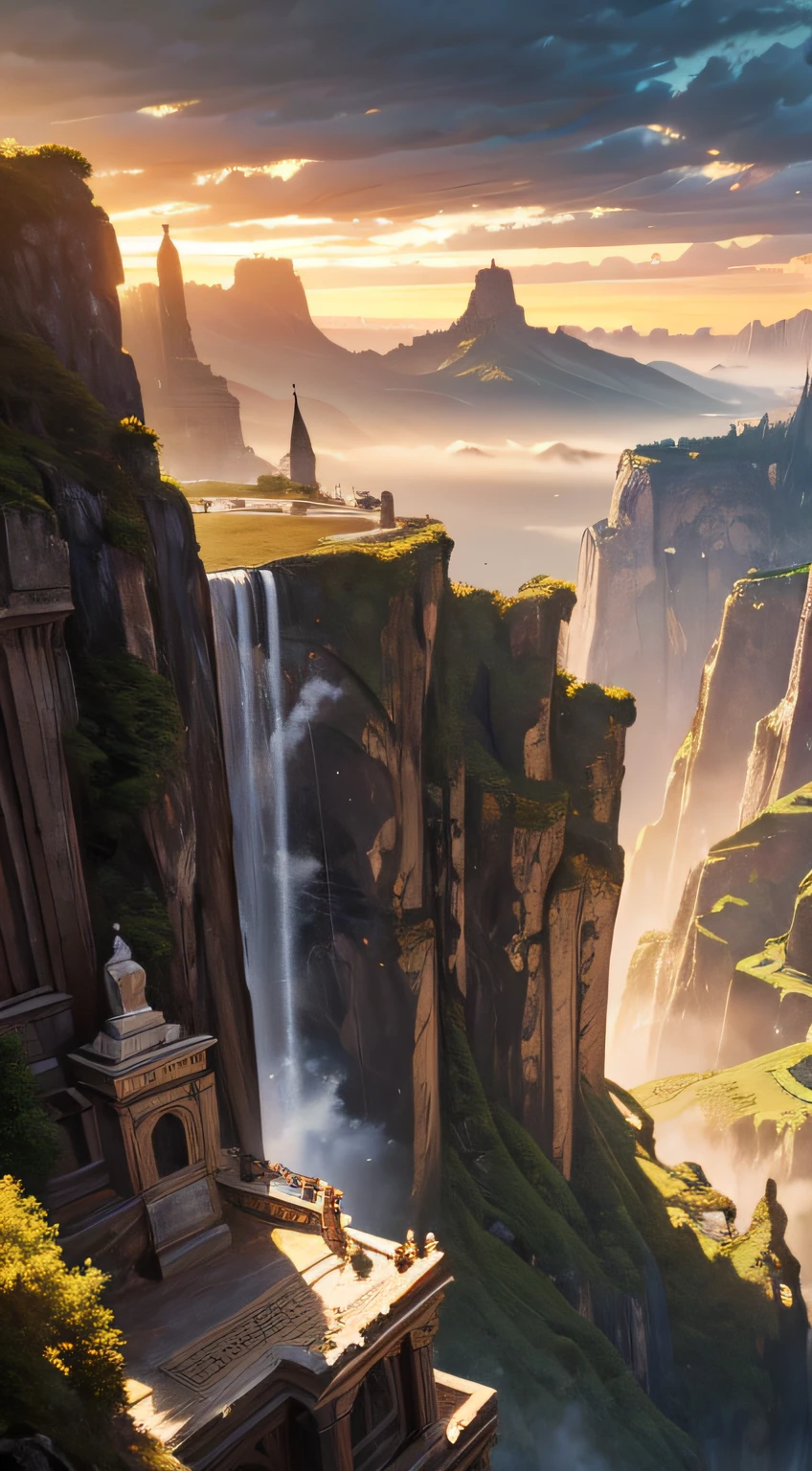 (masterpiece), gorgeous landscape, wallpaper, 4k,intricate, amazing view, breath taking image, stunning, incredible,perfect lighting, dramatic lighting, intricate, inspiring atmosphere, realistic, goo emotions, beautiful clouds,