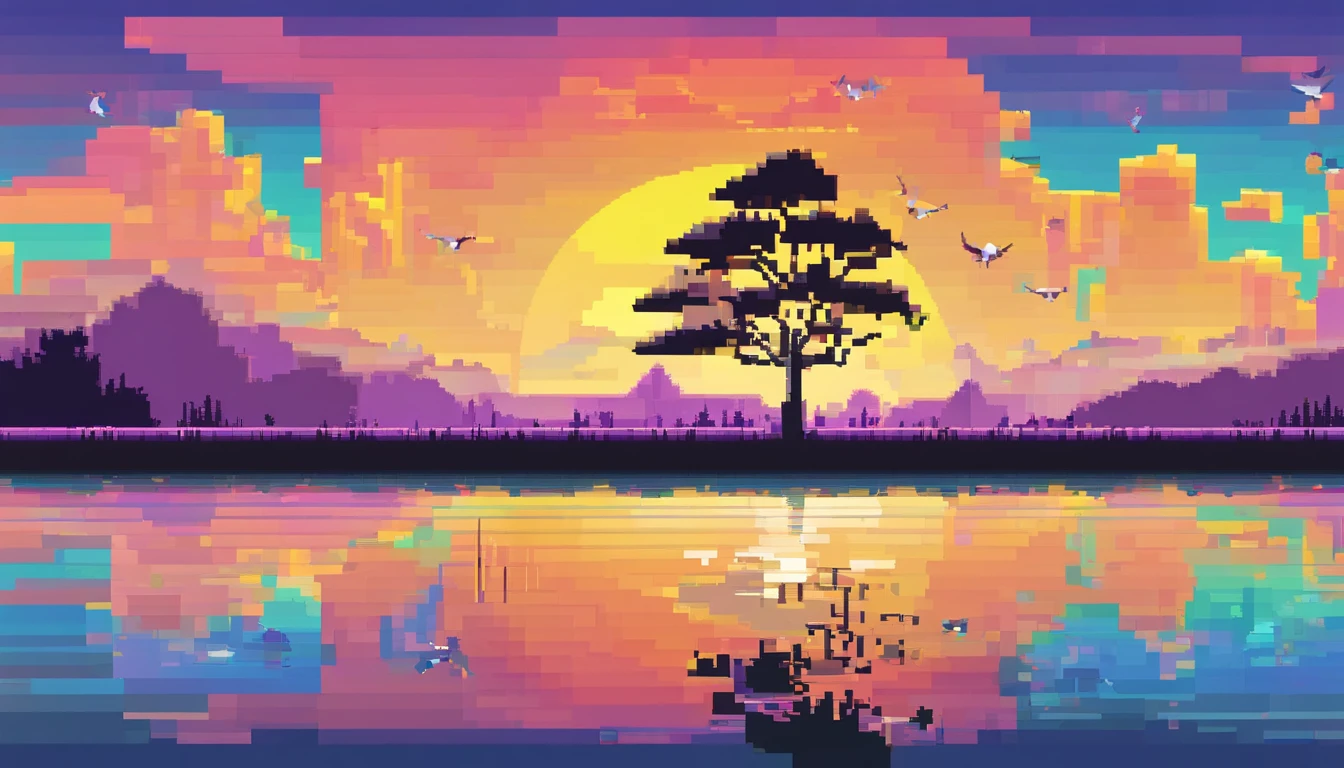 ((A rainbow appears in the sky after the rain)),baiyun, after rainny, rays of sunshine, refractions, Seven colors, Red, Orange, Yellow, Green, Blue, Violet, arc-shaped, A bridge to heaven, llight rays, dream magical, wanting, Calm lake, inverted image, The outline of the tree, Birds fly, freshen, magical, Beautiful natural landscape