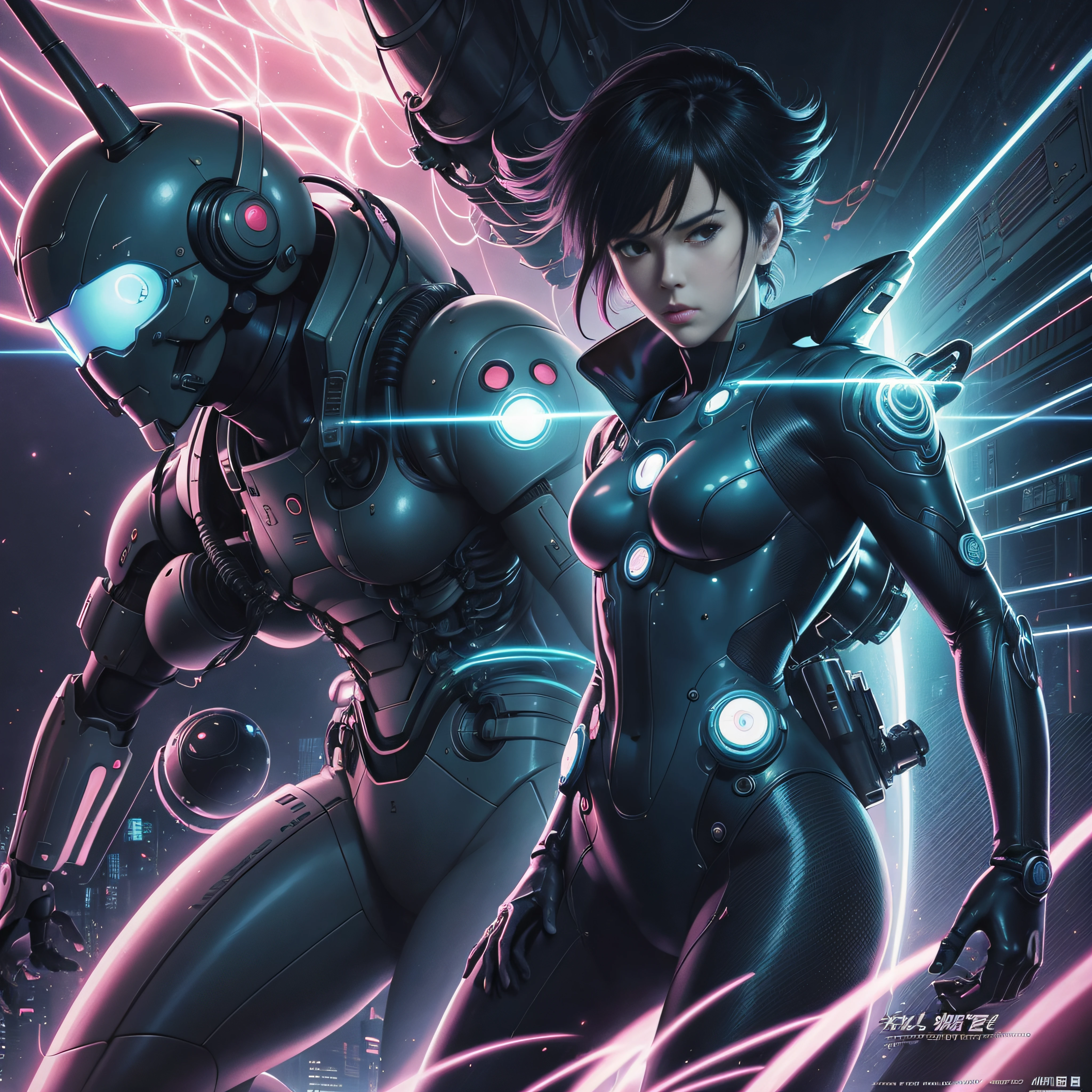 90's vintage anime style Ghost in the Shell, robotics, scifi, Futuristic, surrealism, akira style, Advance Suit, detailed line art, Fine details, Greg Lutkowski Makoto Shinkai Kyoto Animation Key Art Feminine eye-level shots --auto